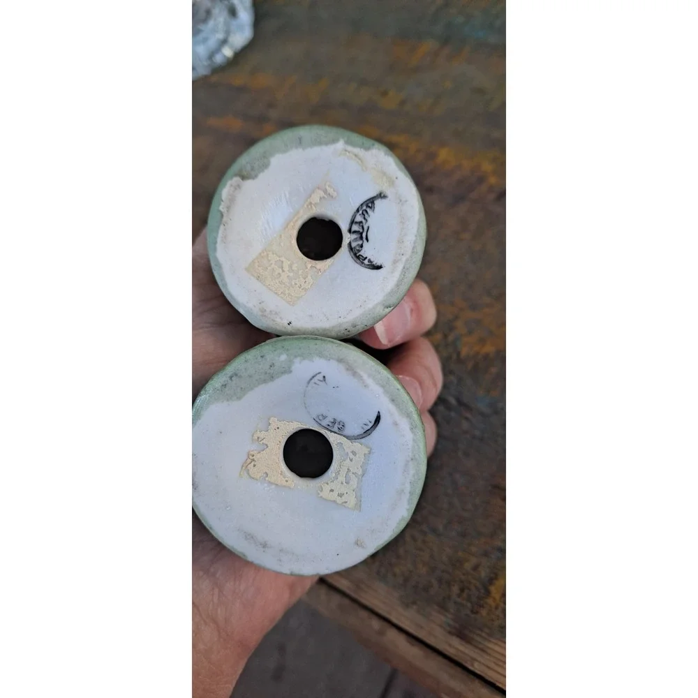 2 Vintage Germany Salt & Pepper Shakers Green With‎ Flowers
